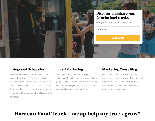 Food Truck Lineup home page